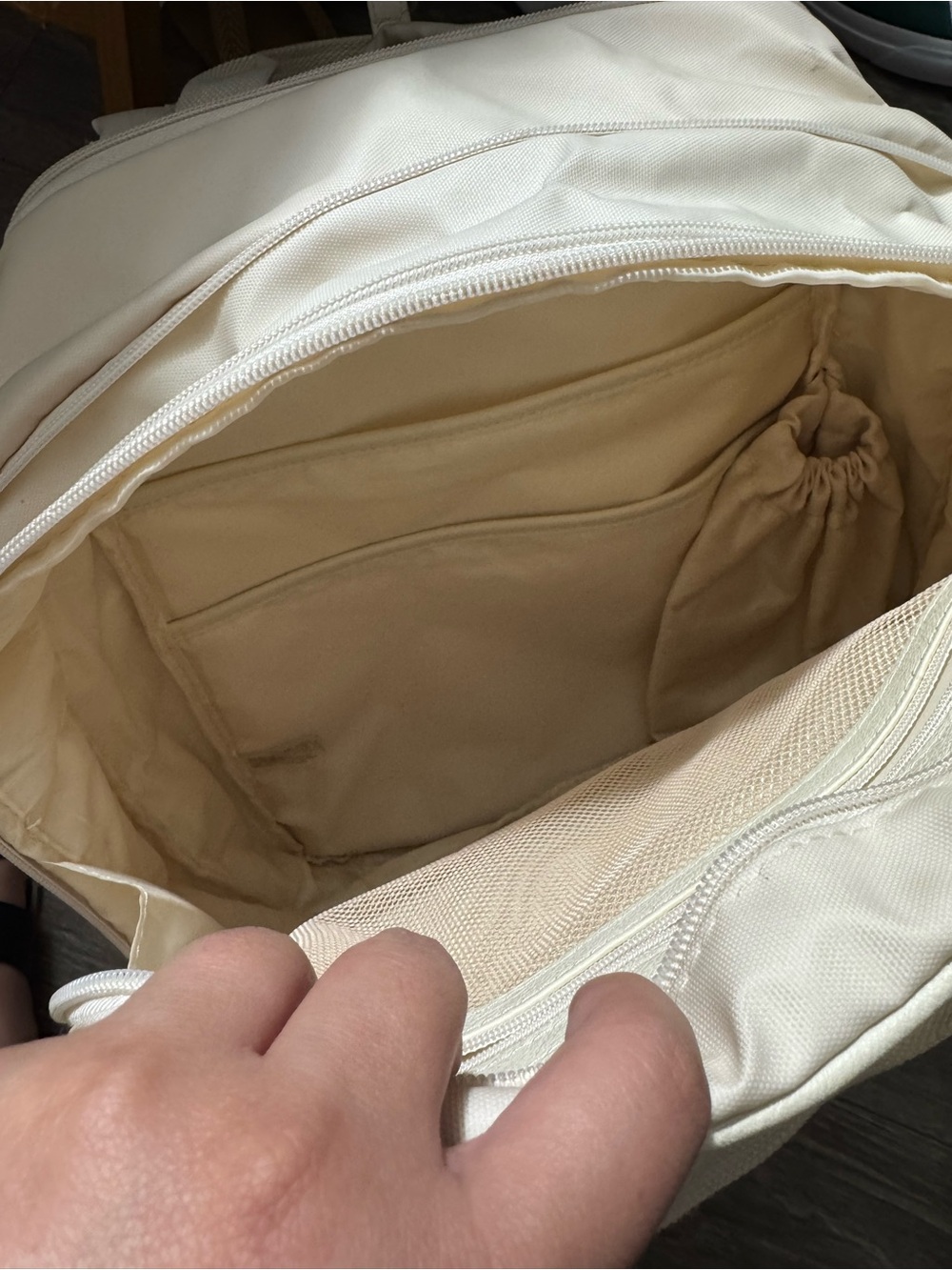 BEIS Cream Laptop Backpack with Front Pocket and Gold Logo - Picture 7 of 9